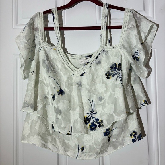 Lucky Brand Floral Cold-Shoulder Top, Size Medium - Picture 4 of 16